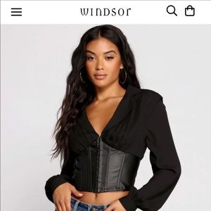NWT Satin and Faux Leather Corset